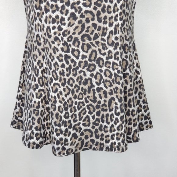 d & co. Leopard Animal Print Short Sleeve Pullover Top Size SP - Picture 3 of 9